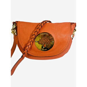 Mulberry Lily Orange Pebbled Leather Crossbody Bag ~ Gold Tree Plaque ~